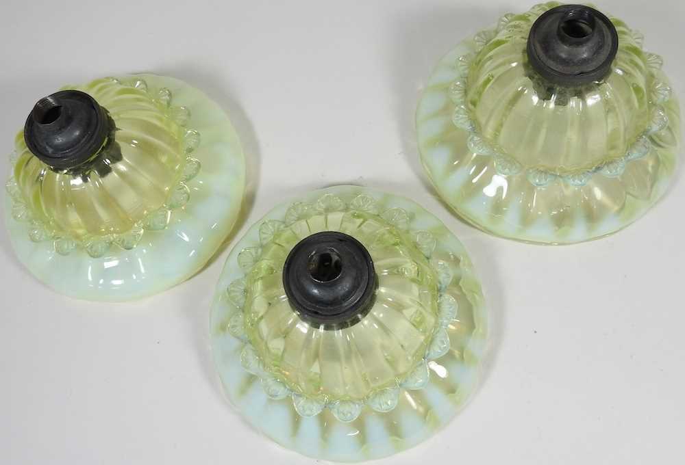 Three vaseline glass shades - Image 2 of 4