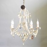 A white painted metal chandelier
