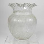 A clear etched glass oil lamp shade