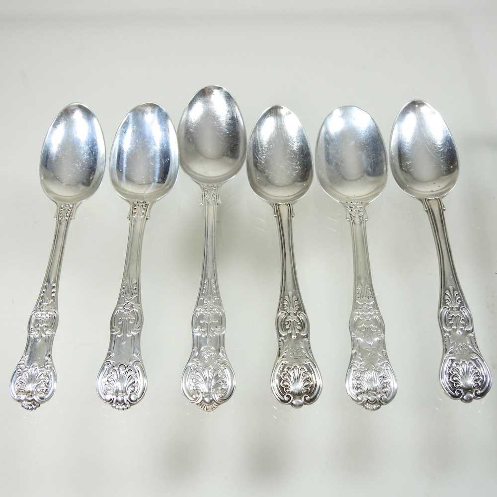 Six silver teaspoons