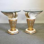 A pair of gilt painted side tables