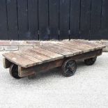 A rustic wooden trolley