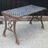 A cast iron garden table