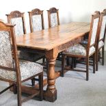 An elm refectory table and chairs