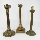 Three brass candle lamps