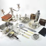 A collection of silver plated items