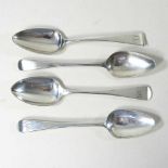 A set of four teaspoons