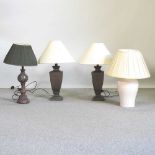 Four various table lamps