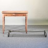 A pine table and rack