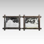 A pair of Chinese wall mirrors