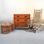 A chest, chair and stools