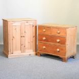 A pine chest and cabinet