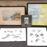 A watercolour and prints
