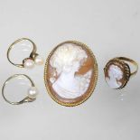 Three rings and a brooch