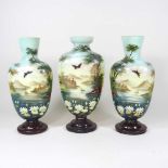 Three opaline vases