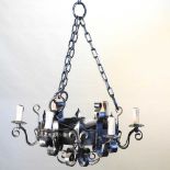 A metal chandelier