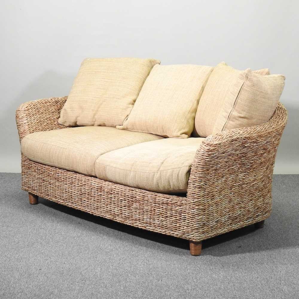 A rattan sofa