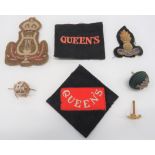 Officer and Cloth Badges including KC, silvered and green cord boss, Royal Ulster Rifles ...
