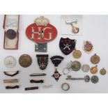 Selection of Various Badges and Medallions including alloy painted, QC HG car badge ... WW1, brass