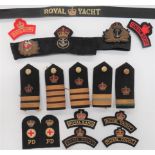 Small Selection of Royal and Merchant Navy Badges including bullion embroidery, KC Royal Navy