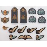 Aviation Orientated Badges including pair of QC RCAF Air Rank shoulder straps ... 4 x embroidery, QC