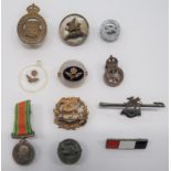 Small Selection of Lapel Badges and Brooches including brass, KC  On War Service 1915 ... Plastic