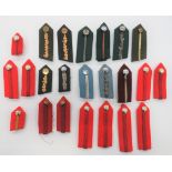 Selection of Brigadier Collar Tabs including 4 x pairs of red tabs with central braid line and QC
