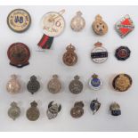 Various Military Orientated Lapel Badges including gilt and enamel London Service Auxiliary