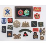 Varied Selection of Cloth and Metal Badges cloth include embroidery Intelligence Corps title ...