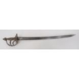 1740's Huntingdon Militia Infantry Hanger 25 inch, single edged, slightly curved blade with narrow
