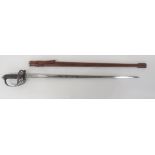 Welsh Guards Officer's George V Period Sword By Gaunt & Son 32 1/2 inch, dumbbell blade with central