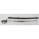 1821 Pattern Light Cavalry Trooper's Sword 35 1/4 inch, single edged, slightly curved blade.