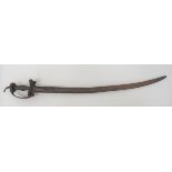 Late 18th Century Indian Tulwar 30 inch, single edged, slightly curved, plain blade.  Firangi