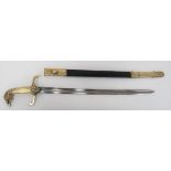 Early 19th Century British Band Sword 20 inch, single edged blade with back edge sharpened point.