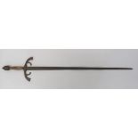 Victorian Gothic Revival 16th Century Sword 30 3/4 inch, double edged blade.  Steel, downswept