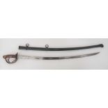 Mid 19th Century Continental Contract Cavalry Sword 35 3/4 inch, single edged, slightly curved