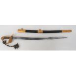 Early 1827 Pattern Royal Navy Officer's Pipe Back Fighting Sword 30 inch, single edged, pipe back