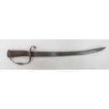 Early 18th Century European Hunting Sidearm 18 1/4 inch, single edged, slightly curved blade.
