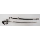 Victorian Victoria Rifles London Officer's Sword 32 3/4 inch, single edged, slightly curved blade