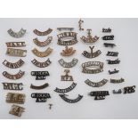 Regimental Shoulder Titles brass examples include T4 Suffolk ... T4 Oxf & Bucks (brooched) ...