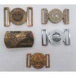 Four Police Belt Buckles consisting white metal, two piece Ibadan Provincial Police ... Chrome,
