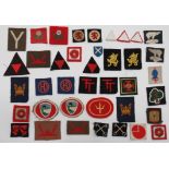 Infantry Formation Badges including leather and felt 1st Div ... Bevo weave 2nd Div ... Felt 3rd Div