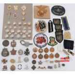 Various Badges Including Damaged Examples including large gilt USMC helmet badge (screw post) ...