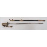 Royal Navy Officer's Levee Pattern Sword By Wilkinson 31 3/4 inch, single edged, narrow blade with