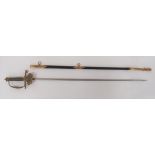 Westminster Court Sword 31 1/2 inch, double edged, narrow blade.  Etched Westminster London