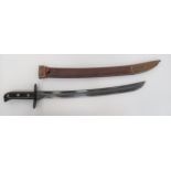 Dutch Klewang Short Sword 18 inch, single edged, blued blade with fuller.  Sheet steel, oval