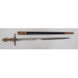 Possible Royal Scottish Company Of Archers Sword 24 inch, double edged, plain blade.  Cast brass,