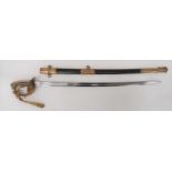 Victorian Royal Navy Flag Officer's Sword 31 inch, single edged, slightly curved blade with large