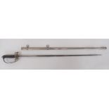 Coldstream Guards Officer's Levee Pattern Sword 32 3/4 inch, dumbbell, narrow blade with central