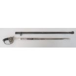 Imperial German Cavalry Officer's Sword With Etched Blade 32 1/4 inch, single edged blade with
